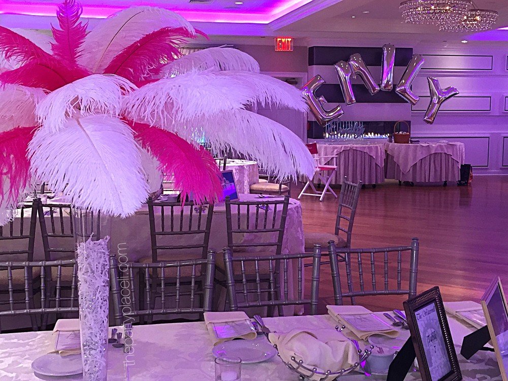 The Feather Diva: Hot Pink Sweet Sixteen!  Sweet sixteen, Feather  centerpieces, Sweet sixteen birthday