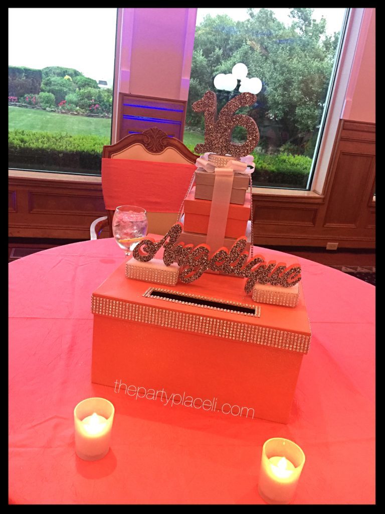 Coral Sweet 16 Card Box