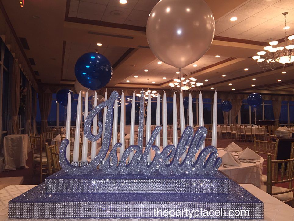 Sapphire blue sweet 16 candelabra