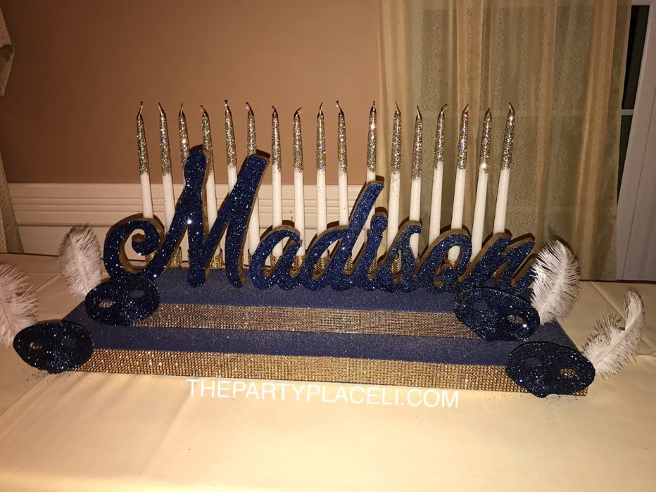 Masquerade theme candleabra sweet 16