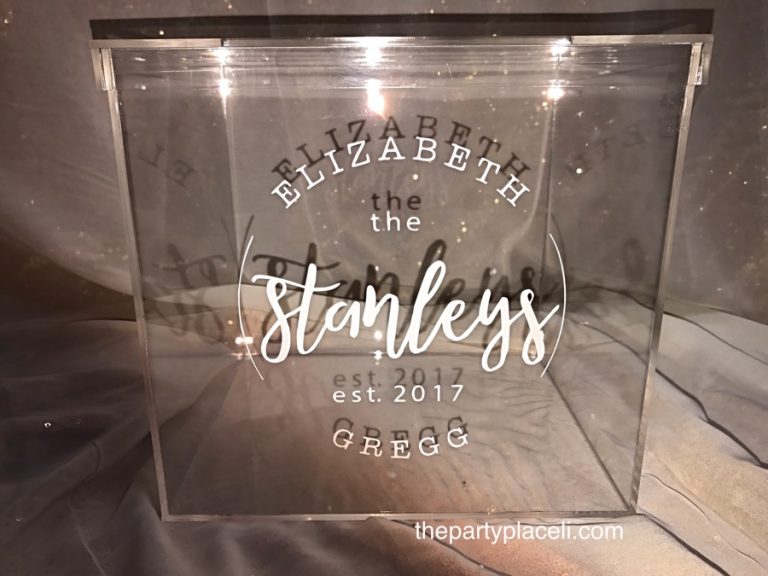 Clear acrylic wedding card box The Party Place LI The Party Specialists